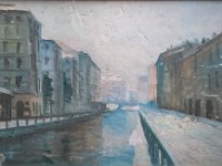 Veduta del naviglio - (Incompiuto)  Olio su MDF - 55 x 40